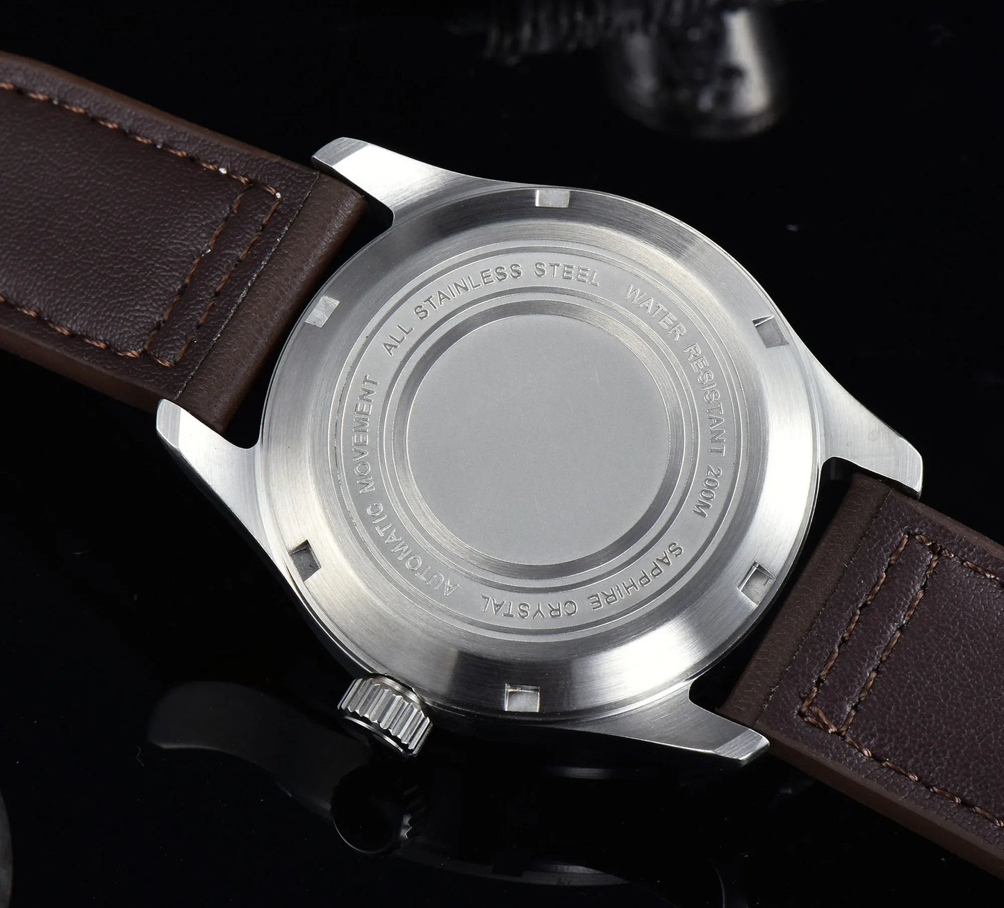 Tandorio 39mm Pilot Men's Diving Automatic Watch AR Sapphire Miyota8215/PT5000 Movt Mechanical Steel Wristwatch 20BAR Green Lume