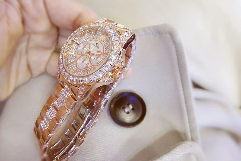 Women Watches Quartz Diamond Luxury Watch Fashion Top Brand Wristwatch Fashion Watch Ladies Crystal Jewelry Rose Gold Watch