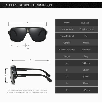 DUBERY Brand Design Polarized Sunglasses Men Driving Shades Male Retro Sun Glasses For Men Summer Mirror Goggle Oculos UV400 103