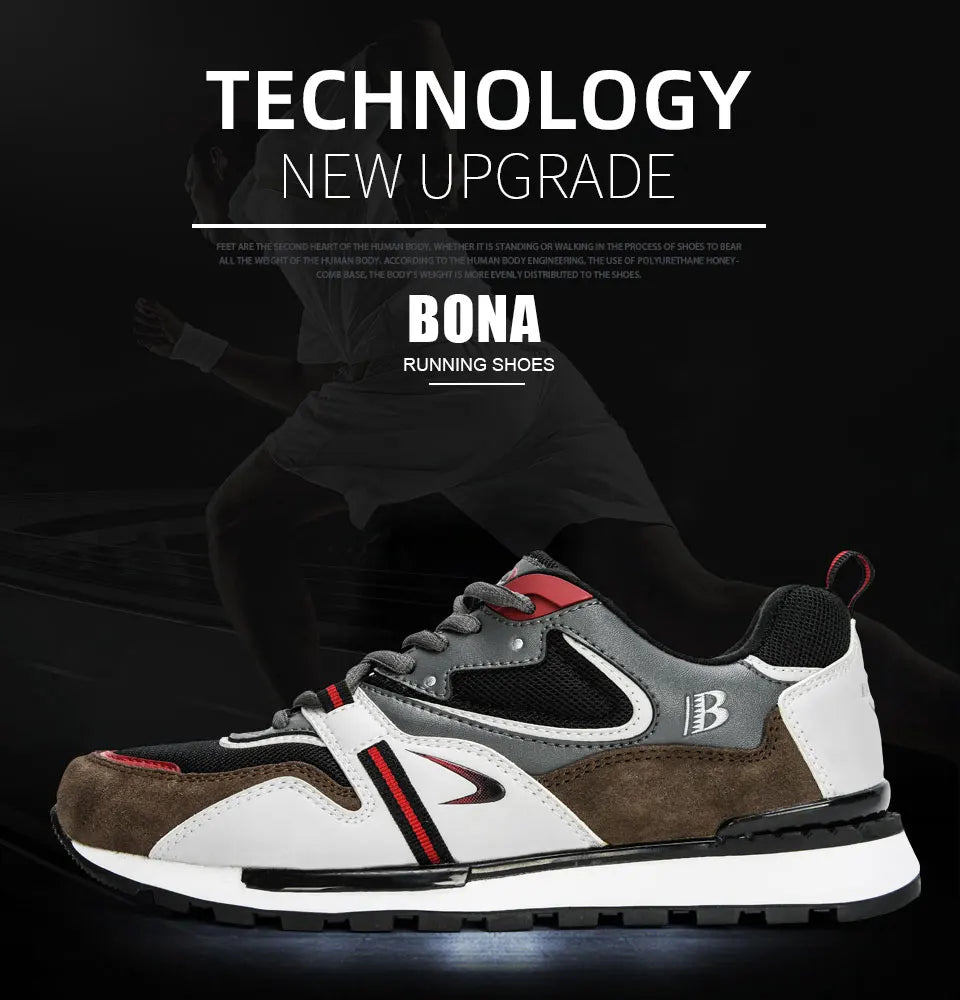 BONA Neue Designer-Action-Leder-Sportschuhe für Herren, Sneaker, Laufschuhe, Tennis- und Walkingschuhe, trendige Fitness-Footwear
