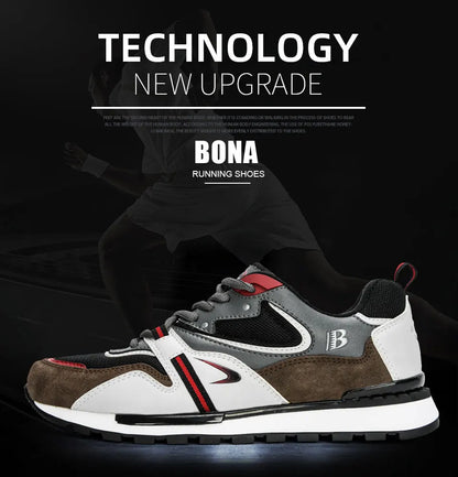 BONA Neue Designer-Action-Leder-Sportschuhe für Herren, Sneaker, Laufschuhe, Tennis- und Walkingschuhe, trendige Fitness-Footwear