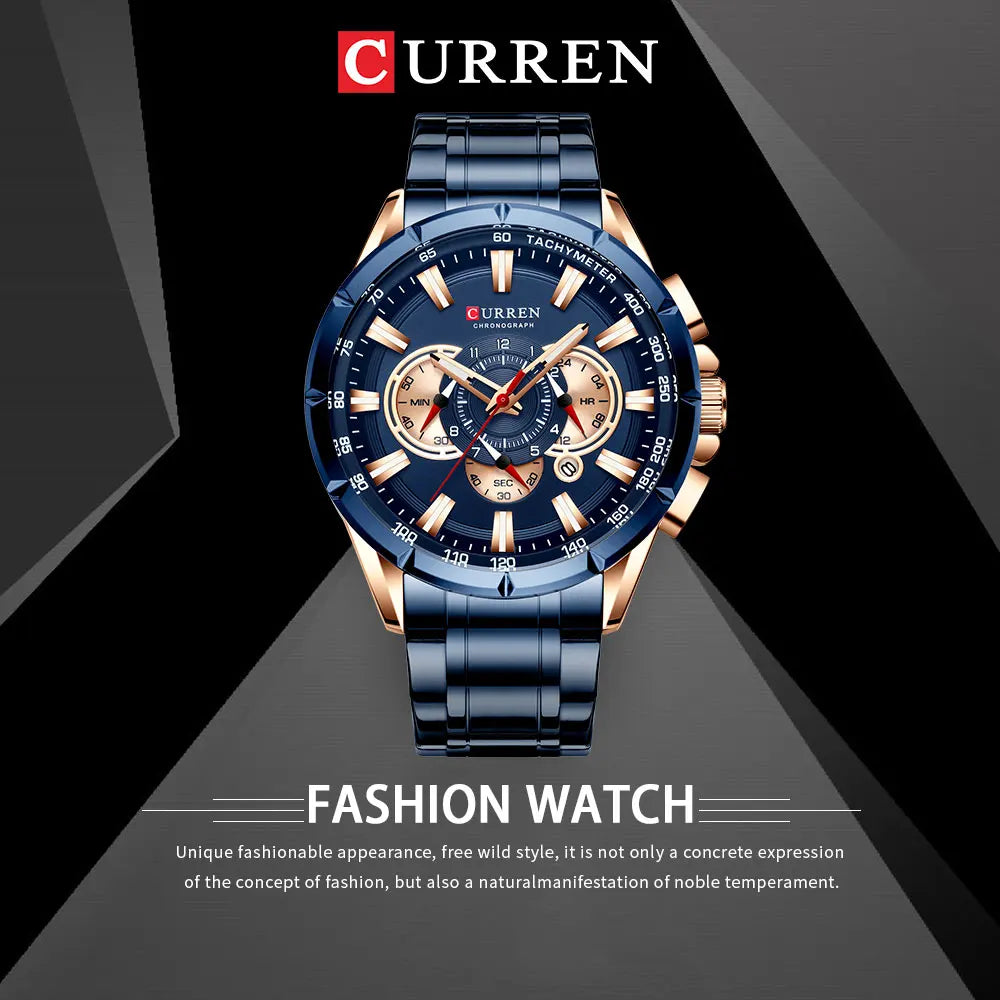 Relogio Masculino CURREN Business Men Watch Luxury Brand Stainless Steel Wrist Watch Chronograph Army Military Quartz Watches