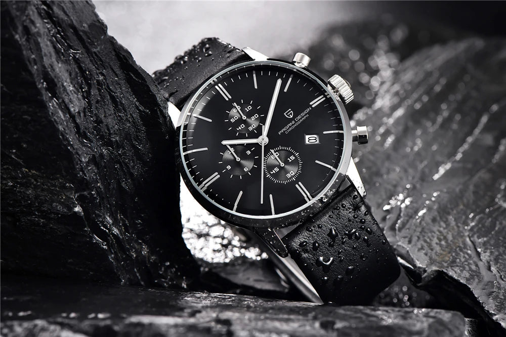 PAGANI DESIGN Men's Fashion Casual Brand Watch Waterproof 30m Luxury Leather Sports Quartz Chronograph VK67 Relogio Masculino
