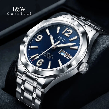Relógio CARNIVAL para homem em tungsténio, marca de luxo, movimento automático NH36, relógio mecânico de pulso para homem, resistente à água, Montre Homme