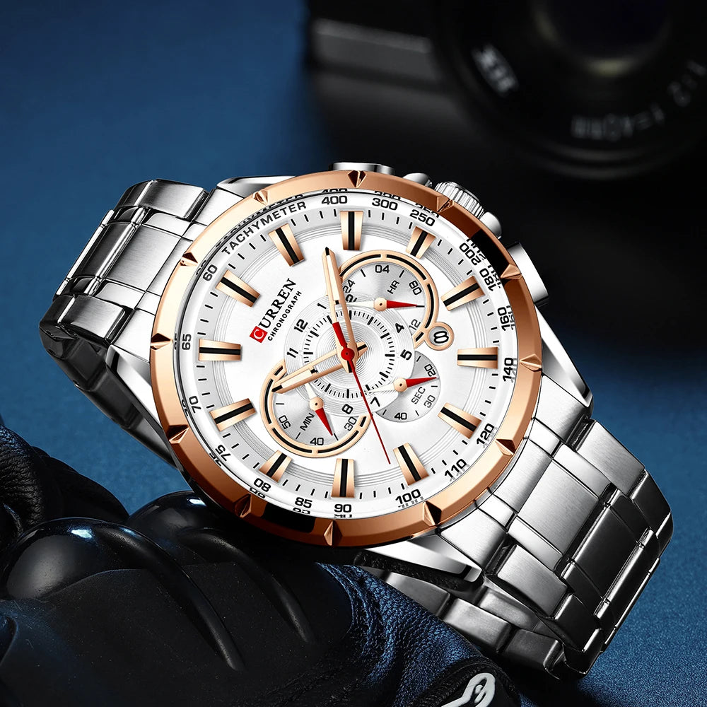 Relogio Masculino CURREN Business Men Watch Luxury Brand Stainless Steel Wrist Watch Chronograph Army Military Quartz Watches