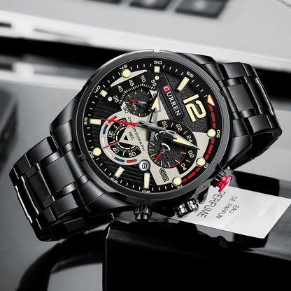 CURREN Men’s Luxury Quartz Chronograph Watch  Sport Design, Waterproof & Date Display