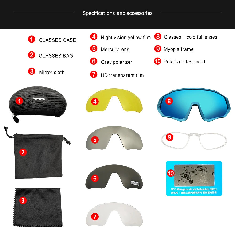 2025 Polarized Sport 5 Lens Cycling Glasses Bike Mtb Sunglasses Men Women Fishing Running Goggles Fashion Safety Bicycle Eyewear