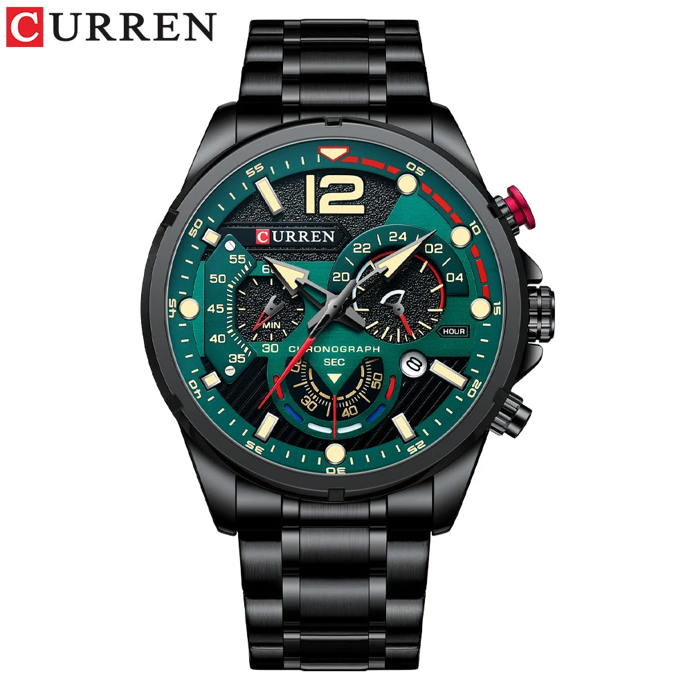 CURREN Casual Business Chronograph Waterproof Stainless Steel Watch Mens New Luxury Fashion Quartz Men wristwatch  часы мужские