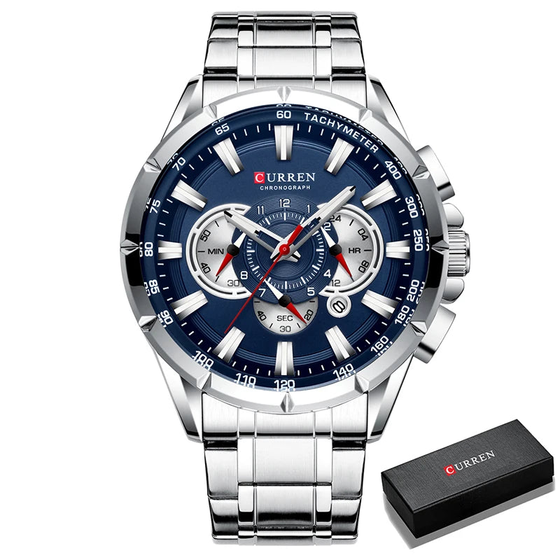 Relogio Masculino CURREN Business Men Watch Luxury Brand Stainless Steel Wrist Watch Chronograph Army Military Quartz Watches