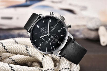 PAGANI DESIGN Men's Fashion Casual Brand Watch Waterproof 30m Luxury Leather Sports Quartz Chronograph VK67 Relogio Masculino