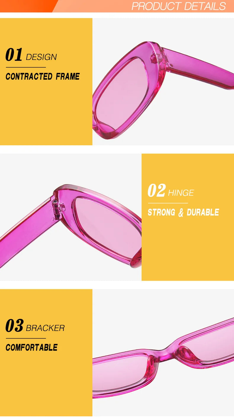 Classic White Rectangular Women's Sunglasses New Fashion Small Retro Brand Designer Square Sun Glasses Female Lady Eyeglass