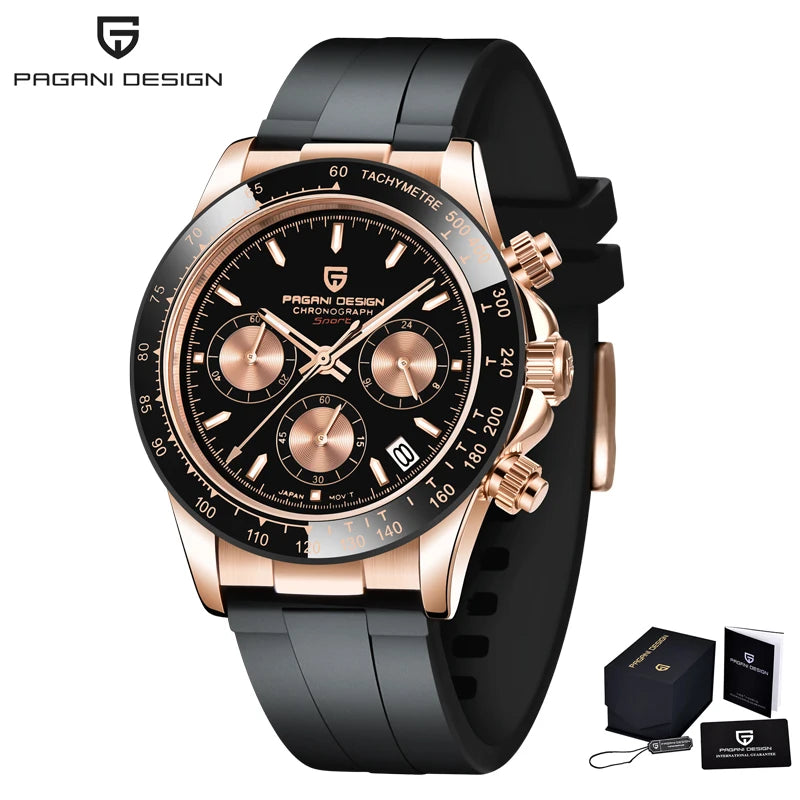 PAGANI DESIGN 2026 NEW 1664 Meteorite Dial Men's Watches Luxury Sapphire Quartz watch for men Sport Chronograph men Reloj Hombre