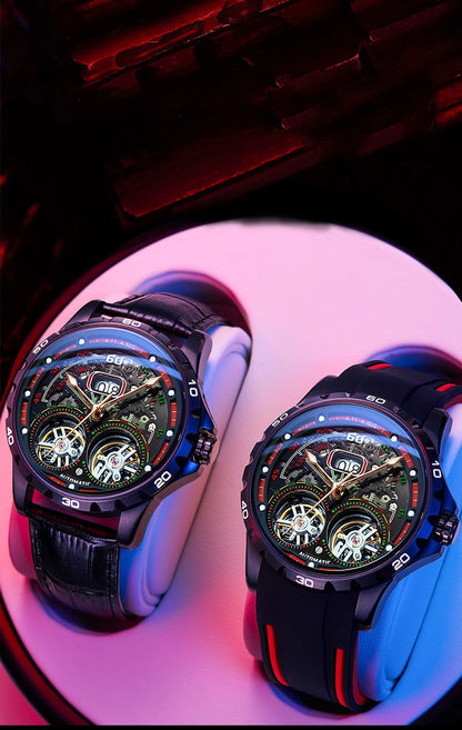 AILANG Super Cool Double Tourbillon Automatic Mechanical Watch Men Luxury Brand Luminous Waterproof Watches Men's Reloj Hombre