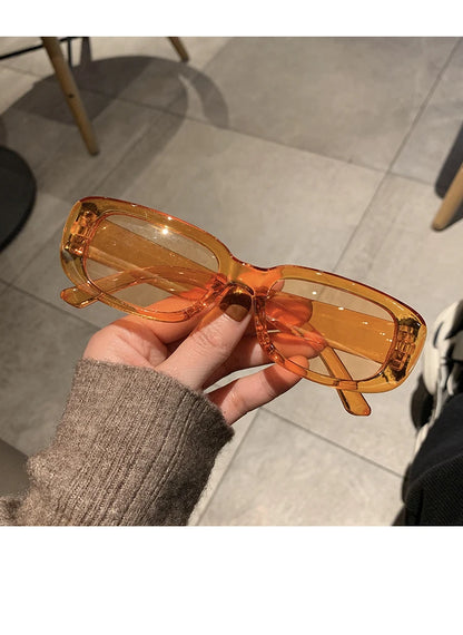 Classic White Rectangular Women's Sunglasses New Fashion Small Retro Brand Designer Square Sun Glasses Female Lady Eyeglass