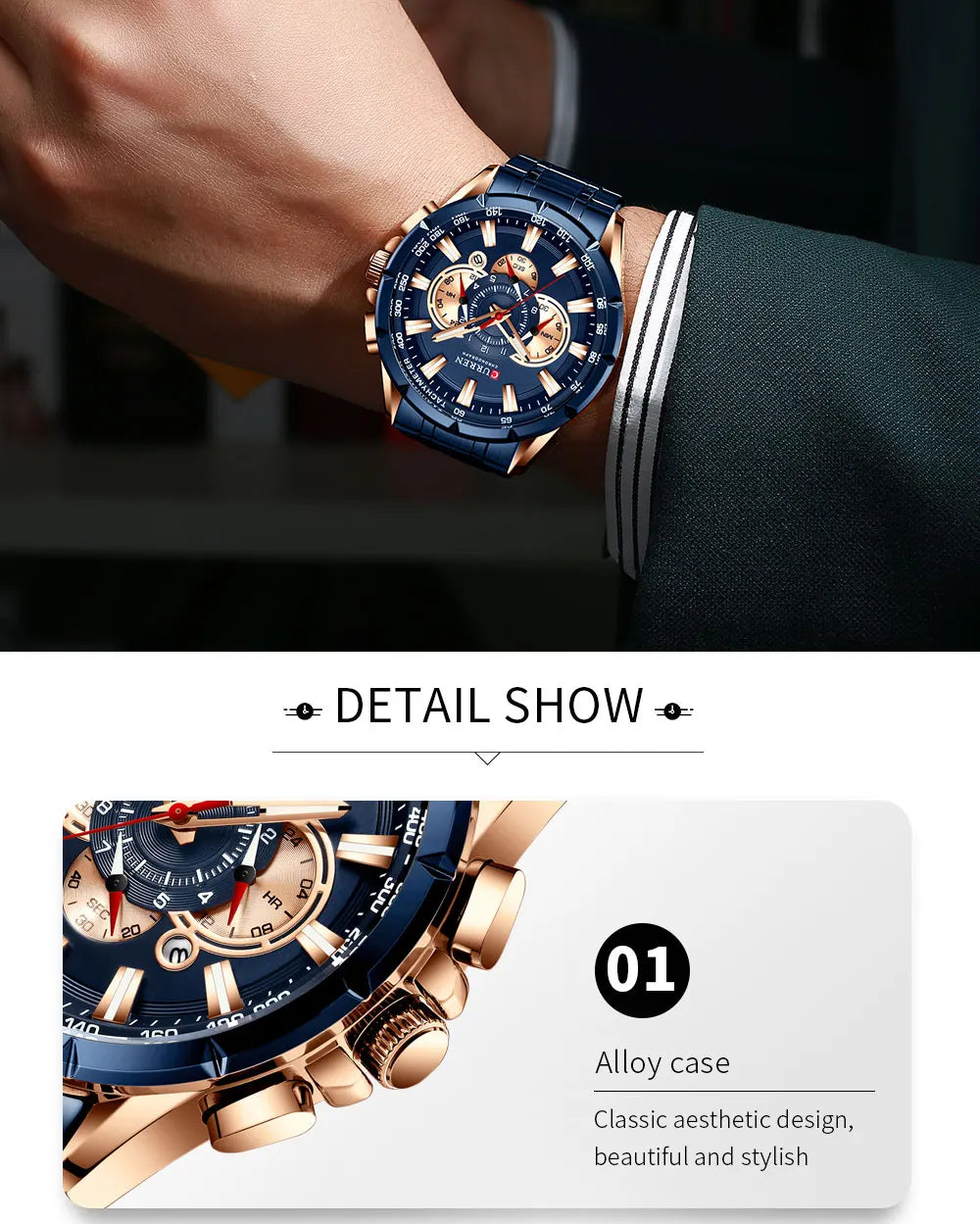 Relogio Masculino CURREN Business Men Watch Luxury Brand Stainless Steel Wrist Watch Chronograph Army Military Quartz Watches