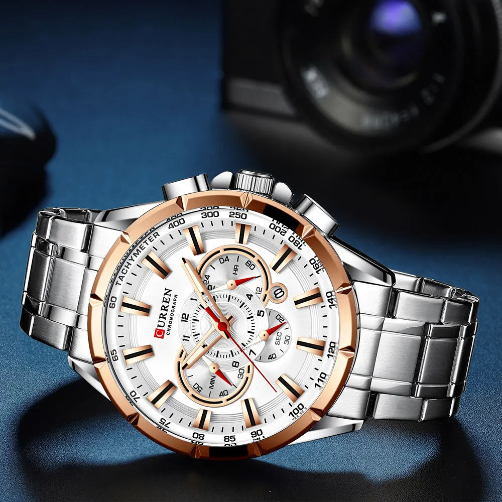 Relogio Masculino CURREN Business Men Watch Luxury Brand Stainless Steel Wrist Watch Chronograph Army Military Quartz Watches