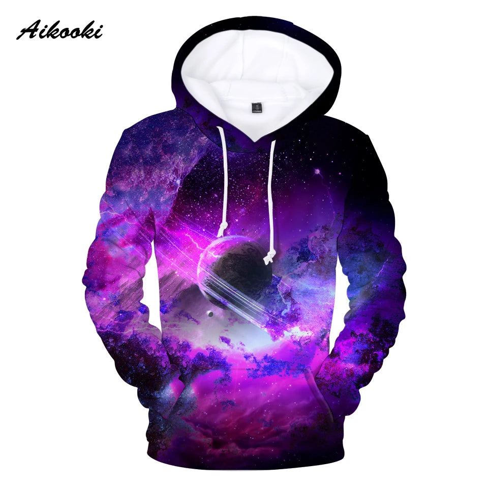 Classic Popular Purple Sky Male Space Galaxy 3D Print Hoodies Sweatshirts Men/Women Long Sleeve Sweatshirt Casual Pullovers