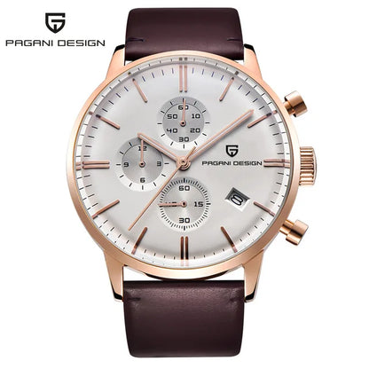 PAGANI DESIGN Men's Fashion Casual Brand Watch Waterproof 30m Luxury Leather Sports Quartz Chronograph VK67 Relogio Masculino