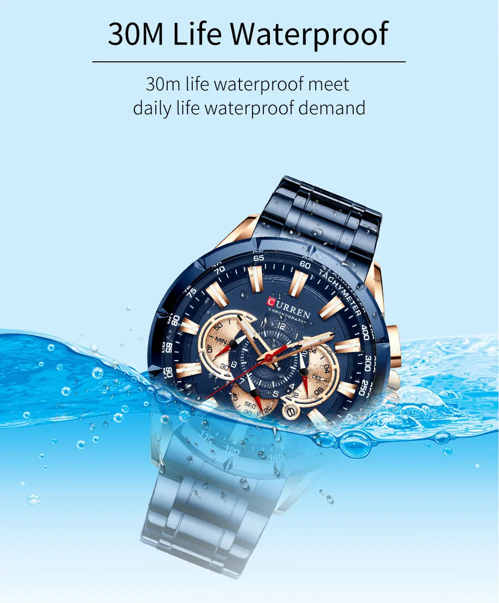 Relogio Masculino CURREN Business Men Watch Luxury Brand Stainless Steel Wrist Watch Chronograph Army Military Quartz Watches