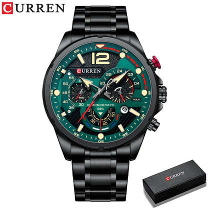 CURREN Casual Business Chronograph Waterproof Stainless Steel Watch Mens New Luxury Fashion Quartz Men wristwatch  часы мужские