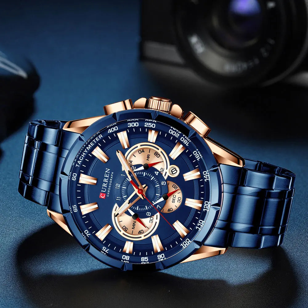 Relogio Masculino CURREN Business Men Watch Luxury Brand Stainless Steel Wrist Watch Chronograph Army Military Quartz Watches