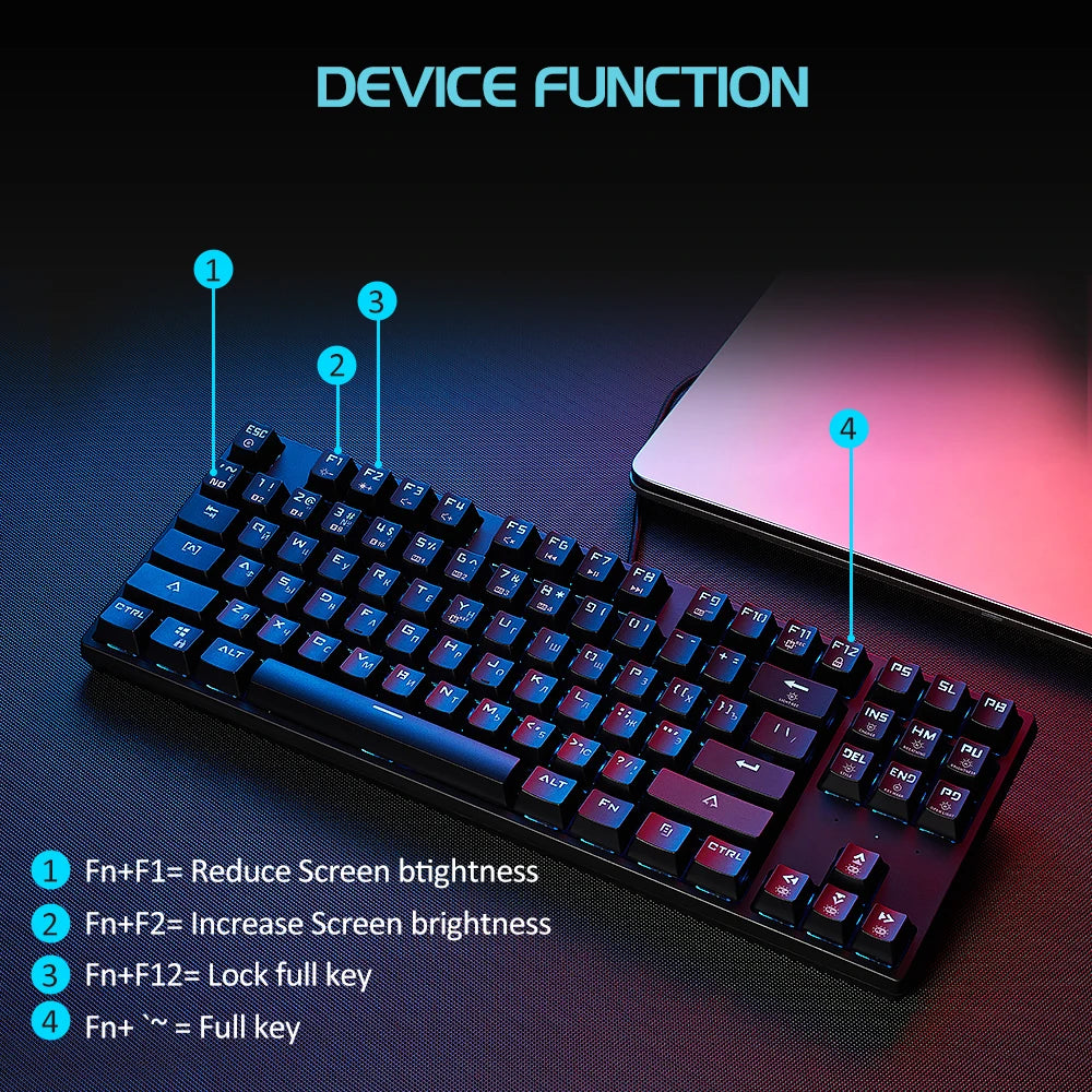 HEXGEARS Mechanical Keyboard Gaming Hot-Swappable Switch Russian 87 Key Waterproof Kailh BOX Switch Keyboard Custom Macro GK12