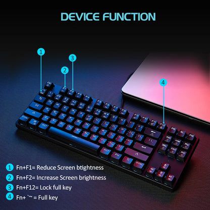 HEXGEARS Mechanical Keyboard Gaming Hot-Swappable Switch Russian 87 Key Waterproof Kailh BOX Switch Keyboard Custom Macro GK12