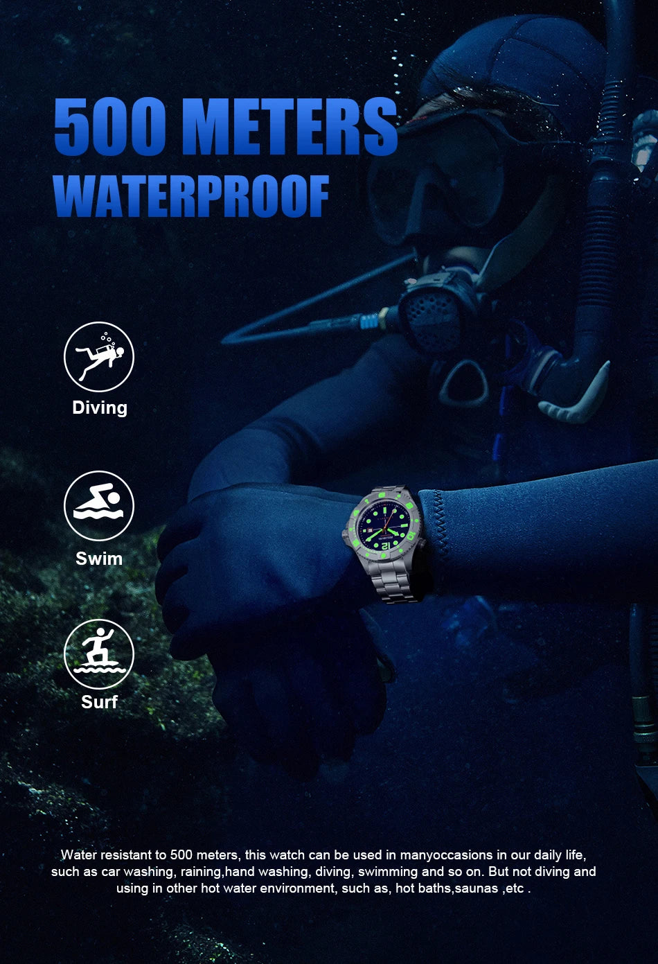 FeelNever Top Brand Luxury Mechanical Watch Profession Casual Sport Stainless Steel Automatic Men's Watches Fashion Wristwatches