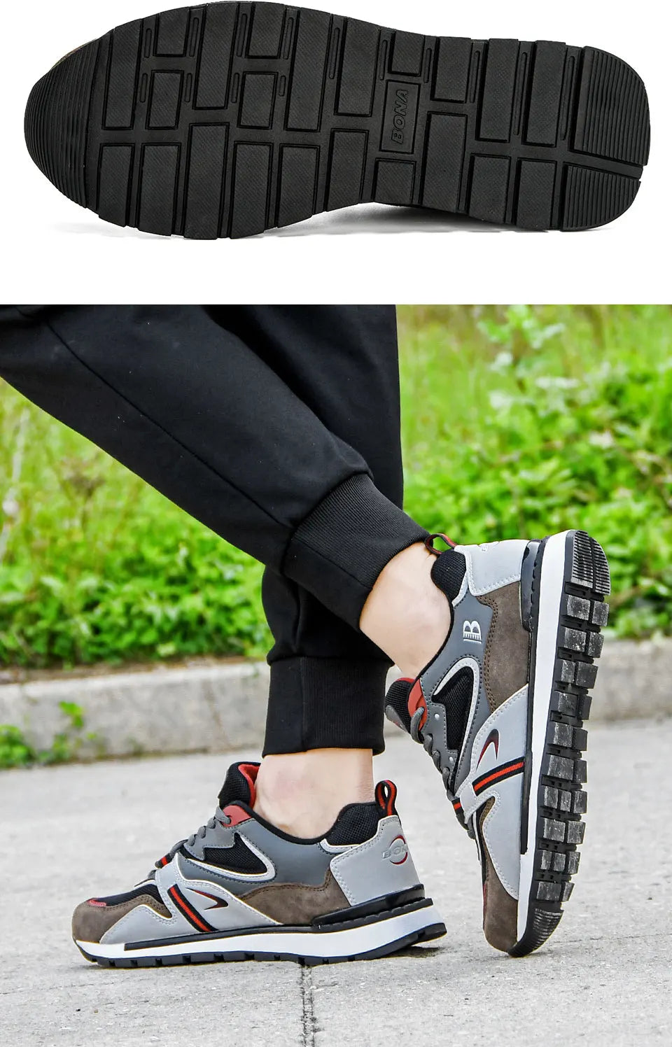 BONA Neue Designer-Action-Leder-Sportschuhe für Herren, Sneaker, Laufschuhe, Tennis- und Walkingschuhe, trendige Fitness-Footwear