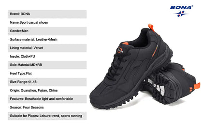 BONA New Designers Non-slip Wear-resistant Breathable Hiking Shoes Men Outdoor High-quality Jogging Walking Shoe Mansculino