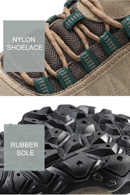 Humtto New Arrival Leather Hiking Shoes Wear-resistant  Outdoor Sport Men Shoes Lace-Up Mens Climbing Trekking Hunting Sneakers