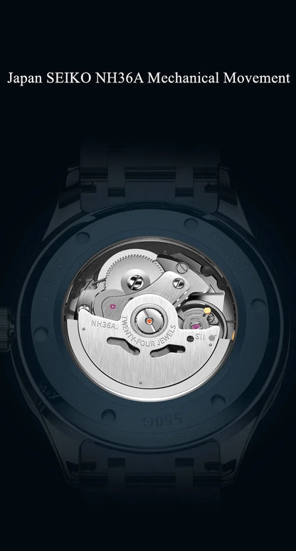 Relógio CARNIVAL para homem em tungsténio, marca de luxo, movimento automático NH36, relógio mecânico de pulso para homem, resistente à água, Montre Homme