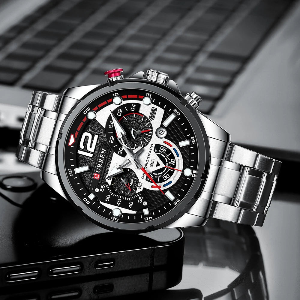 CURREN Men’s Luxury Quartz Chronograph Watch  Sport Design, Waterproof & Date Display