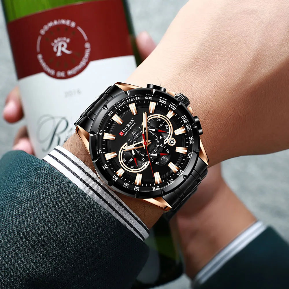 Relogio Masculino CURREN Business Men Watch Luxury Brand Stainless Steel Wrist Watch Chronograph Army Military Quartz Watches
