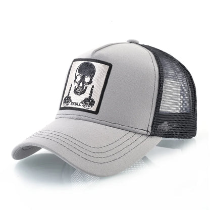 Men's Baseball Cap With Embroidery Skull Patch Snapback Hip Hop Trucker Cap Women Four Season Outdoor Breathable Visor Bone Hats