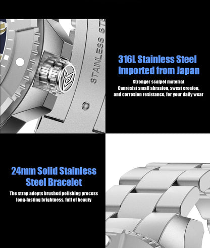 FeelNever Top Brand Luxury Mechanical Watch Profession Casual Sport Stainless Steel Automatic Men's Watches Fashion Wristwatches