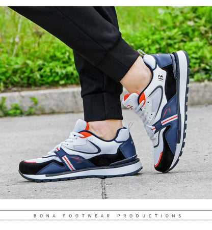 BONA Neue Designer-Action-Leder-Sportschuhe für Herren, Sneaker, Laufschuhe, Tennis- und Walkingschuhe, trendige Fitness-Footwear
