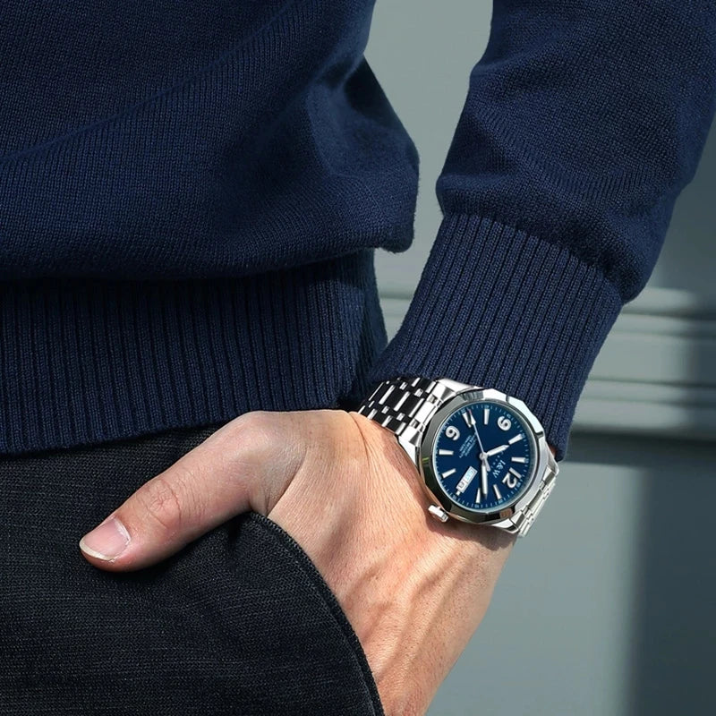 Relógio CARNIVAL para homem em tungsténio, marca de luxo, movimento automático NH36, relógio mecânico de pulso para homem, resistente à água, Montre Homme