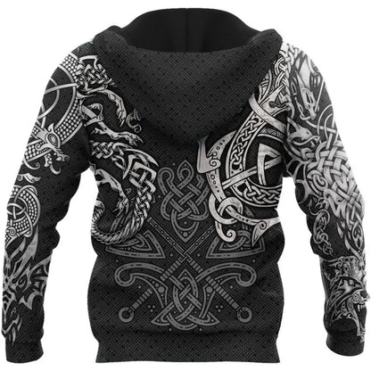 Fashion Hoodies Fenrir Wolf And Dragon Tattoo 3D All Over Printed Mens Sweatshirt Unisex Zip Pullover Casual Jacket DW0220