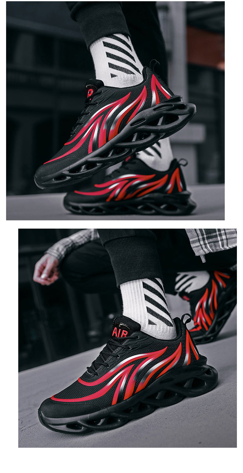 Baskets imprimées « Flame » pour homme, chaussures de sport Flying Weave, chaussures de course confortables, chaussures de sport pour homme pour l'extérieur