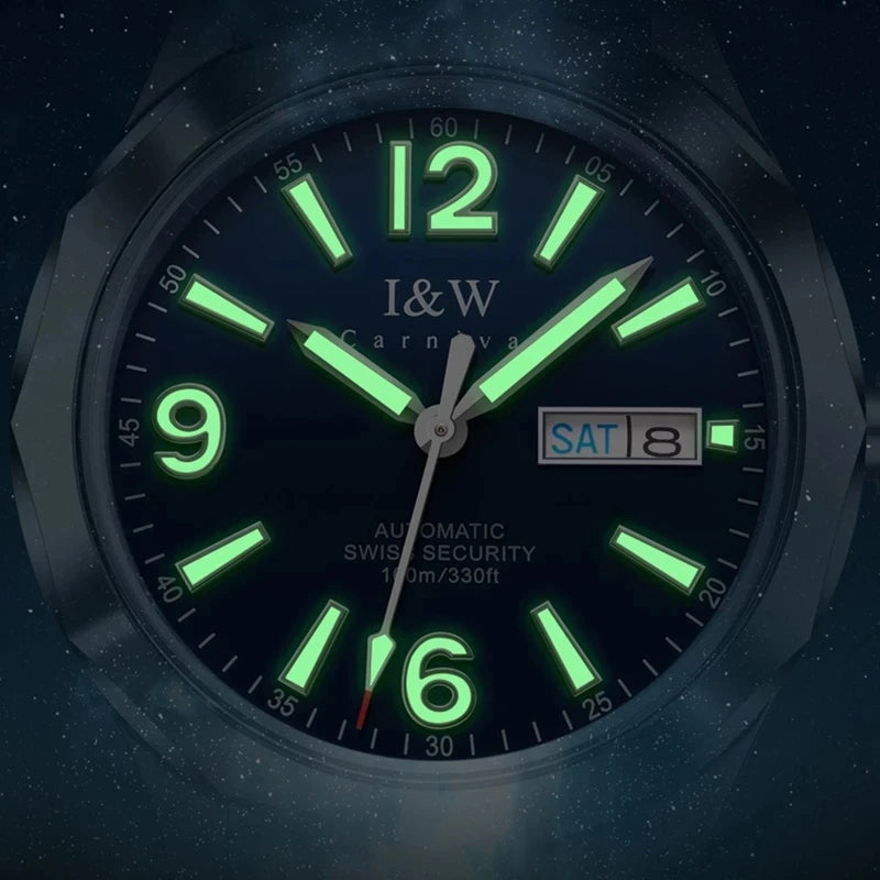 Relógio CARNIVAL para homem em tungsténio, marca de luxo, movimento automático NH36, relógio mecânico de pulso para homem, resistente à água, Montre Homme