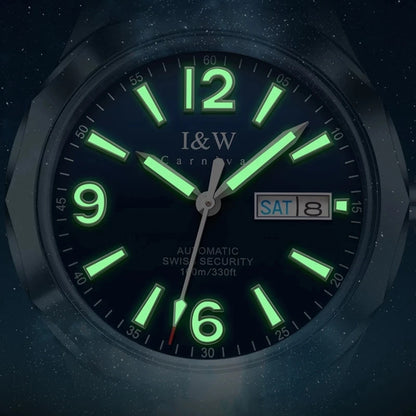 Relógio CARNIVAL para homem em tungsténio, marca de luxo, movimento automático NH36, relógio mecânico de pulso para homem, resistente à água, Montre Homme