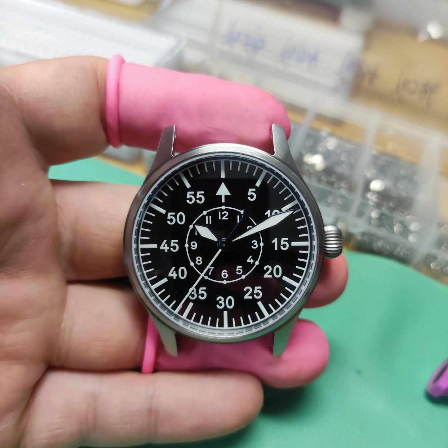 【Escapement Time】Relógio de Piloto com Movimento Automático, Mostrador Preto Tipo-B ou Tipo-A, Caixa de 40mm e Resistência à Água 100M