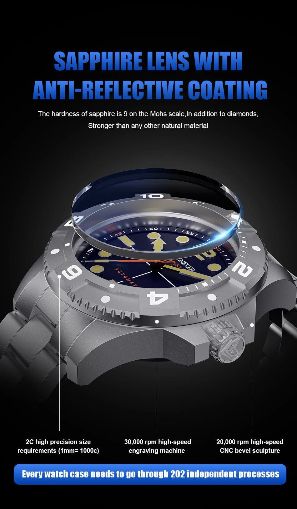 FeelNever Top Brand Luxury Mechanical Watch Profession Casual Sport Stainless Steel Automatic Men's Watches Fashion Wristwatches