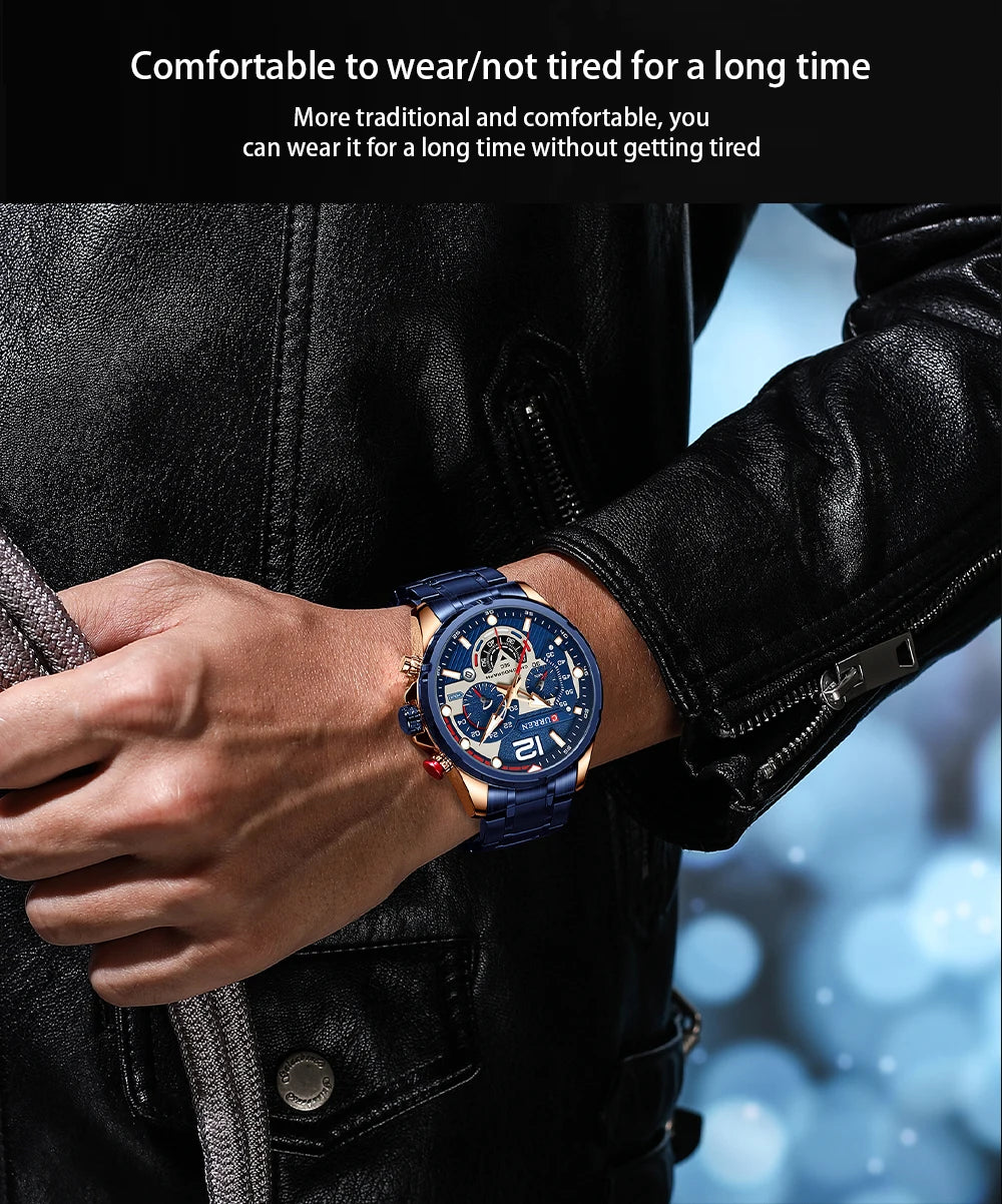 CURREN Casual Business Chronograph Waterproof Stainless Steel Watch Mens New Luxury Fashion Quartz Men wristwatch  часы мужские