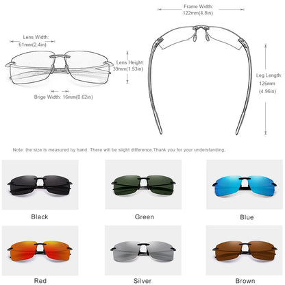 KINGSEVEN Brand Polarized Sunglasses Men Fashion Rimless Lens Driving Square Sun Glasses Male Women TR90 Goggle Zonnebril