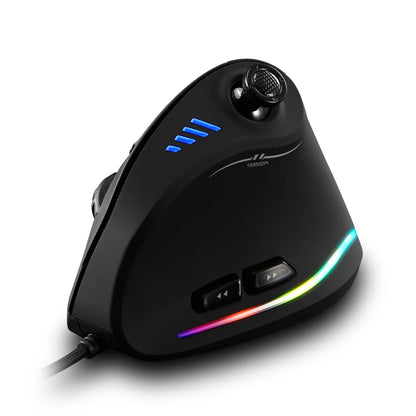 Rato Gaming com Fio Zelotes C-18, 11 Botões Programáveis, Motor Laser 10000DPI, Faixa de Luz RGB, 128KB, Rato Vertical para Portátil e PC