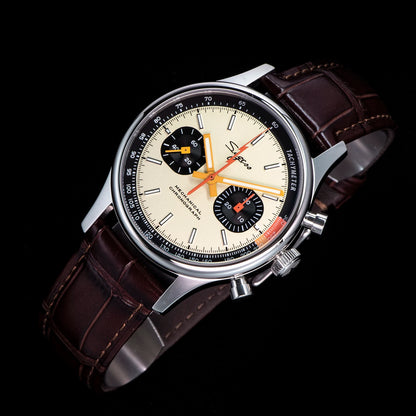 Sugess New Business Watch Mechanical Chronograph ST19 Original Swaneck Movement wristwatches Army Pilot Reloj Hombre Sappire