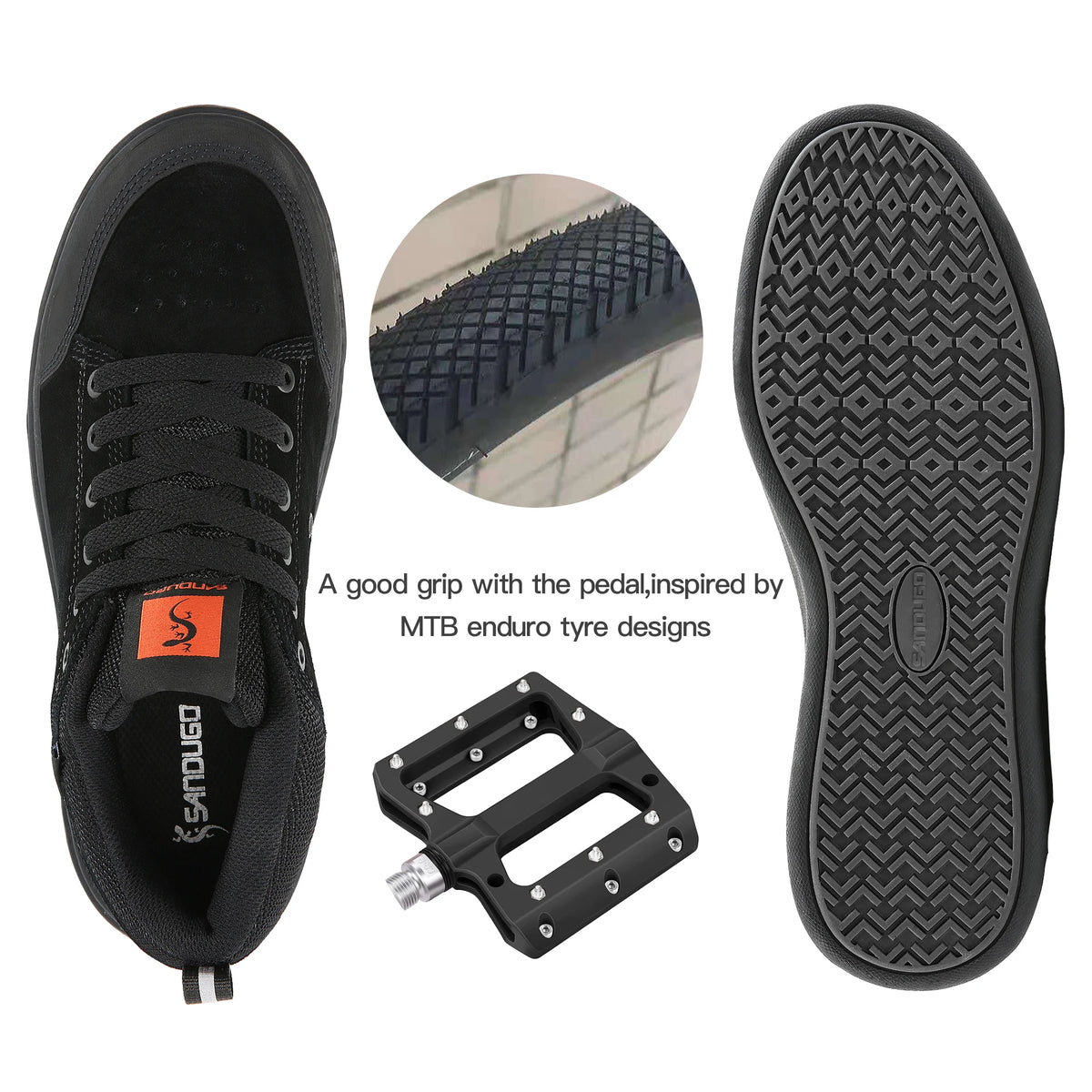 Men's MTB Shoes for Flat Pedals Suitable  for BMX, DH, Enduro, Free-ride