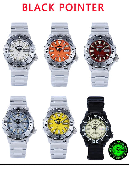 Relógio de mergulho masculino Heimdallr Sharkey Monster V2 em aço inoxidável 316L, movimento Japan NH36A, 200M à prova de água, relógios mecânicos para homem